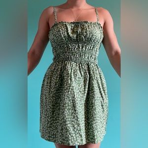 Light Green Sundress with White Floral Print